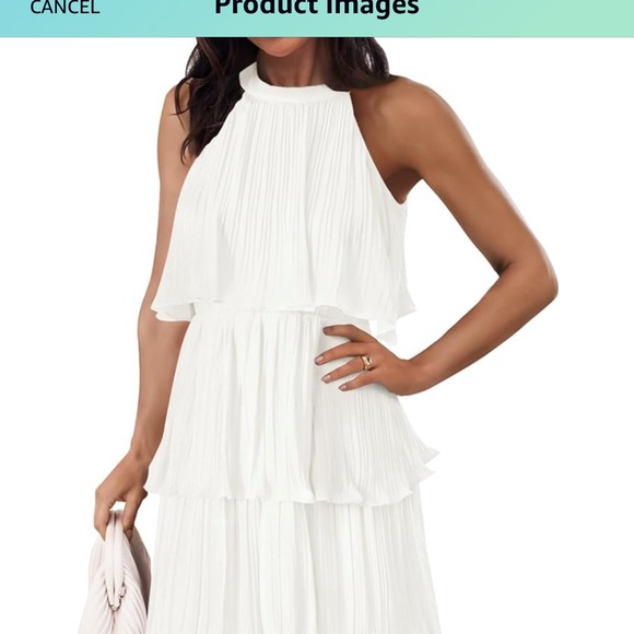 White Chiffon Layered Dress - Picture 2 of 6